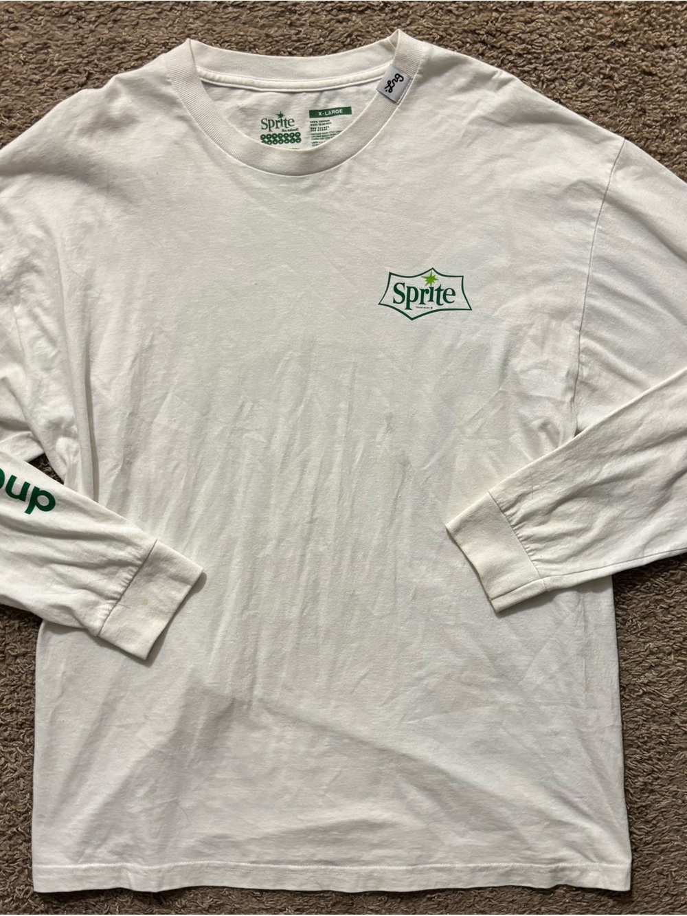 Sprite Men XL White Long Sleeve Crewneck T-Shirt Sprite Graphic Designs Like New